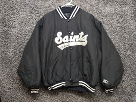 Vintage 90s Starter Saint Paul Saints Jacket Adult XL Black Nylon Baseball - £93.34 GBP