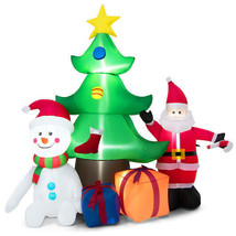 7.2 Feet Inflatable Lighted Christmas Decoration Tree with Santa Claus - Color: - £92.29 GBP