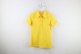 Vtg 60s 70s Streetwear Womens Small Ribbed Knit Short Sleeve Collared Polo Shirt - £35.57 GBP