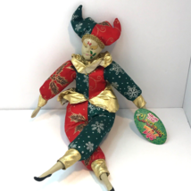 Christmas Holiday Jester Harlequin Doll Sugar Loaf Creations Porcelain Plush - £13.19 GBP