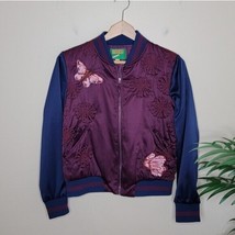 Groovy Monkey | Butterfly &amp; Floral Embroidered Bomber Varsity Jacket, si... - £18.98 GBP