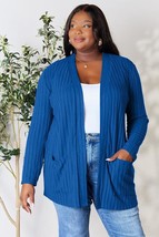 Basic Bae Full Size Ribbed Open Front Cardigan with Pockets - £21.24 GBP
