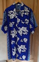 Rima Mens XL Blue White Hibiscus Hawaiian Lightweight Button Up Short Sl... - $19.52 CAD