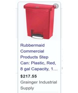 Rubbermaid Slim Jim 30L/8gal Red Plastic Step On Container / Trash Can - €16,26 EUR