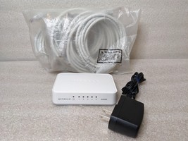 Works Netgear GS205v2 5-Port Gigabit Ethernet Switch + 5 Ethernet Cables... - $18.69