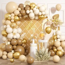 Brown Balloons Garland Arch Kit, 132Pcs 18/12/10/5 Inch Different Size Neutral B - £25.57 GBP