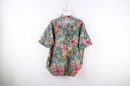 Vtg 90s Streetwear Womens Large Faded Jungle Flower All Over Print Button Shirt - £38.84 GBP