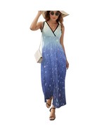 Mondxflaur Watercolor Star Summer Dresses for Women V-neck Sleeveless Lo... - $49.10 CAD
