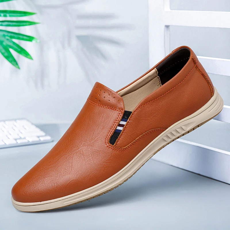 Men Leather Shoes Men Casual Luxury Brand Handmade Penny Loafers Men Sli... - $74.83