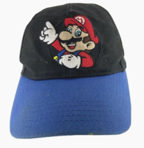 Super Mario Hat Cap Snapback  Mushroom Patch Gamer Black Blue - £16.96 GBP