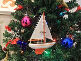 [Pack Of 2] Orange Sailboat Christmas Tree Ornament 9&quot; - £37.64 GBP
