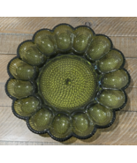 Indiana Glass Deviled Egg Tray Vintage 1960s Juniper Green Hobnail 11” - £36.38 GBP