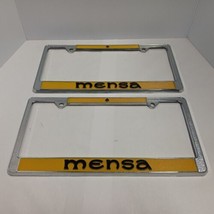 Vintage MENSA Booster License Plate Frame Metal NOS IQ Qty 2 Nice Clean Unused - £150.74 GBP