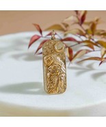 Bronze Barn Owl and Moon Pendant 34x12mm - $307.65 MXN