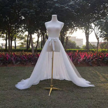 White Detachable Tulle Skirt Outfit Wedding Photo Bridal Tulle  Open Skirt