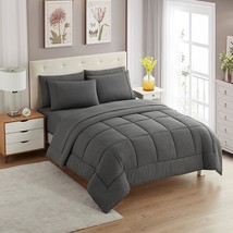 Gray, Full, Sweet Home Collection 7 Pc. Comforter Set With Solid Color All - £47.70 GBP