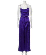 House of Harlow SET Crystal Satin Crop Top Wide Leg Pants Purple M Rhine... - £52.61 GBP