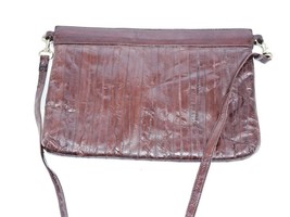 Vtg Genuine Exotic Brown Eel Skin Eelskin Handbag Shoulder Bag - £19.91 GBP