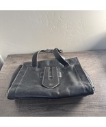 Franklin Covey Black Leather Briefcase Tote Messenger Bag Travelbag VTG - $34.87