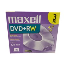 NIP Maxell 3 Pack DVD+RW 4.7 GB  120 Minute Discs w/ Cases - £15.47 GBP