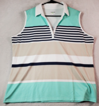 IZOD Polo Shirt Womens Size 2XL Multi Striped 100% Polyester Sleeveless Collared - £10.82 GBP
