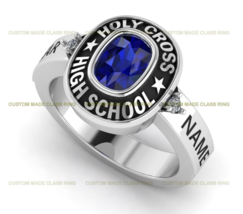 Graduation Gift Personalized Cushion cut Class Ring Silver 925 for her - £97.13 GBP