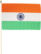 India - 12&quot;x18&quot; Stick Flag - $10.50