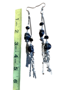 Gothic black skull 5&quot; dangling hook earring - $12.11 CAD