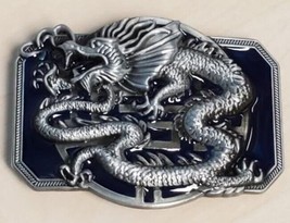 Blue Dragon Belt Buckle Metal BU217 - $10.95