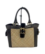 COACH Straw Tote Bag Beige Woven Handbag Logo Shoulder Purse Summer YBa0272 - $2,497.36 MXN