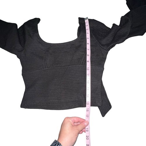 B.O.G. BAND OF THE FREE BLACK RIBBED CROP KNIT SHIRT LONG SLEEVES WOMEN SIZE XS Item image 6