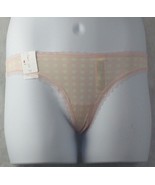 Calvin Klein Women&#39;s Lace-Trim Thong Underwear Large Polka Dot Pink QD3705 - $13.36