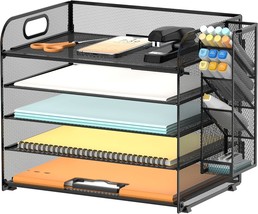 Supeasy 5 Tier Desk Organizer With Handle &amp; Removable Pen Holders, Mesh,... - £28.11 GBP