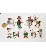 Lot Vintage Leaping Wooden Pull String Christmas Ornament &amp; Dakin Cardbo... - $48.72 CAD