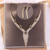 Stonefans Fashion Rhinestone Tassel Necklace and Earring Set for Women 2021 New  - £34.16 GBP