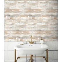 RoomMates-Peel and Stick Wallpaper Tan/Distressed One 20.5&quot;Wx16.5&#39;L roll - £26.15 GBP