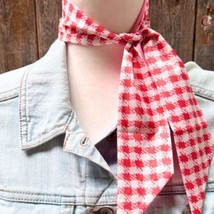 Red White Checkered Western Skinny Cowgirl Mini Wild Rag Scarf Necktie - $18.81