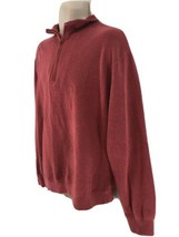 Orvis Mens L Faded Red Hiking Camp Half Zip Pullover Cotton Sweatshirt Sweater - £15.57 GBP