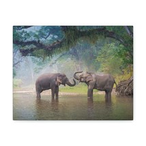 Asian Elephant Couple in The River Print Animal Wall Art Wildlife Canvas Prints - £56.81 GBP+