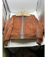 Vintage 80s 90s Leathermaster Suede Jacket Mens Size 44 Aviator Sherpa B... - $79.19