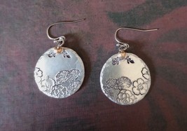 Hand stamped floral lightweight tumbled alluminum earrings - $14.00