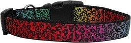 Rainbow Leopard Nylon Dog Collar XL - $34.99