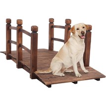 Outdoor 5-foot Solid Fir Wood Garden Bridge in Rustic Brown Finish - $3,645.41 MXN