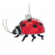 Ladybug Glass Ornament 3&quot; Kurt Adler Noble Gems Christmas Tree Red Insect NB1356 - £22.67 GBP