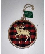 (5) Kurt Adler Red Buffalo Plaid with Moose - $18.61