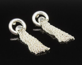 925 Sterling Silver - Vintage Open Circle Chain Dangle Earrings - EG11954 - £55.73 GBP