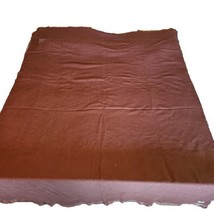Vtg King Size Virgin Wool Blanket Satin Trim Brown High Pile 77.5x102.5 Canada - £46.22 GBP