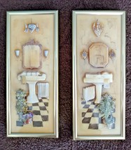 Jim Donna Wilson Wall Collage Art 3D Acrylic Media 1940&#39;s Bathroom Theme... - $889.60 MXN