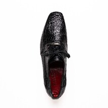 Leonardo Genuine Caiman Crocodile Dressy Derby's Shoes Lace up Black image 4