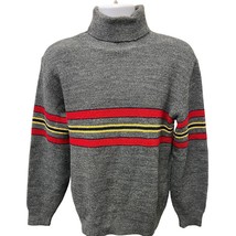  Robert Bruce Vintage USA Gray Knit Sweater Stripe Crewneck M - $36.09
